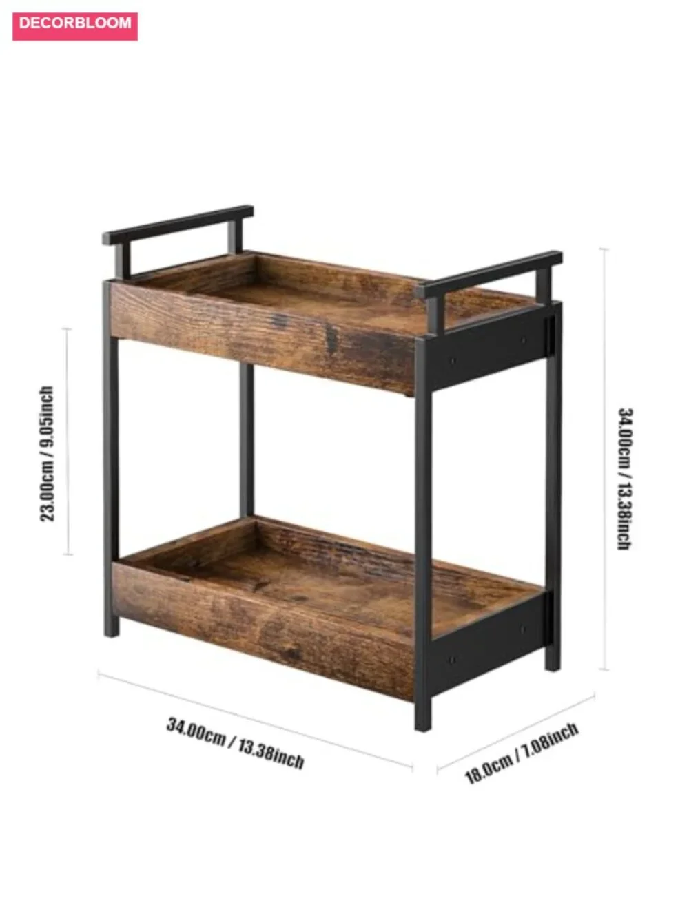 2 Tier Wooden Coffee Station Organizer Countertop Shelf